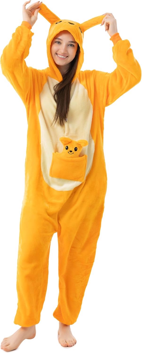 1744 Kangaroo kostuum onesie/jumpsuit eendelig body voor volwassenen dames heren als pyjama of pyjama unisex - veel verschillende dieren
