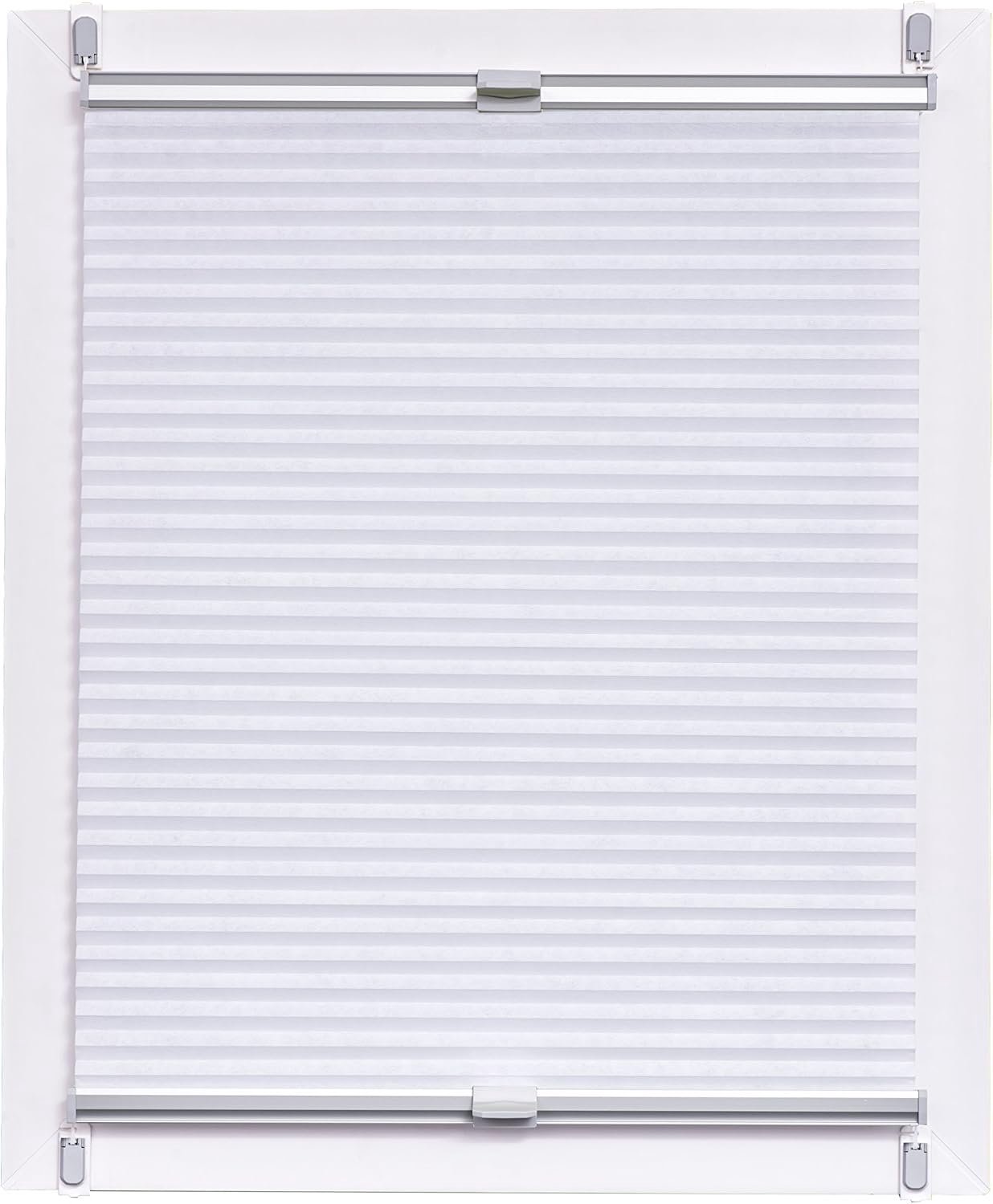 Made in Germany, daglicht, Klemmfix, wit, zilvergrijze rail, 60 x 150 honingraatplissé, stof, 60 x 150 cm