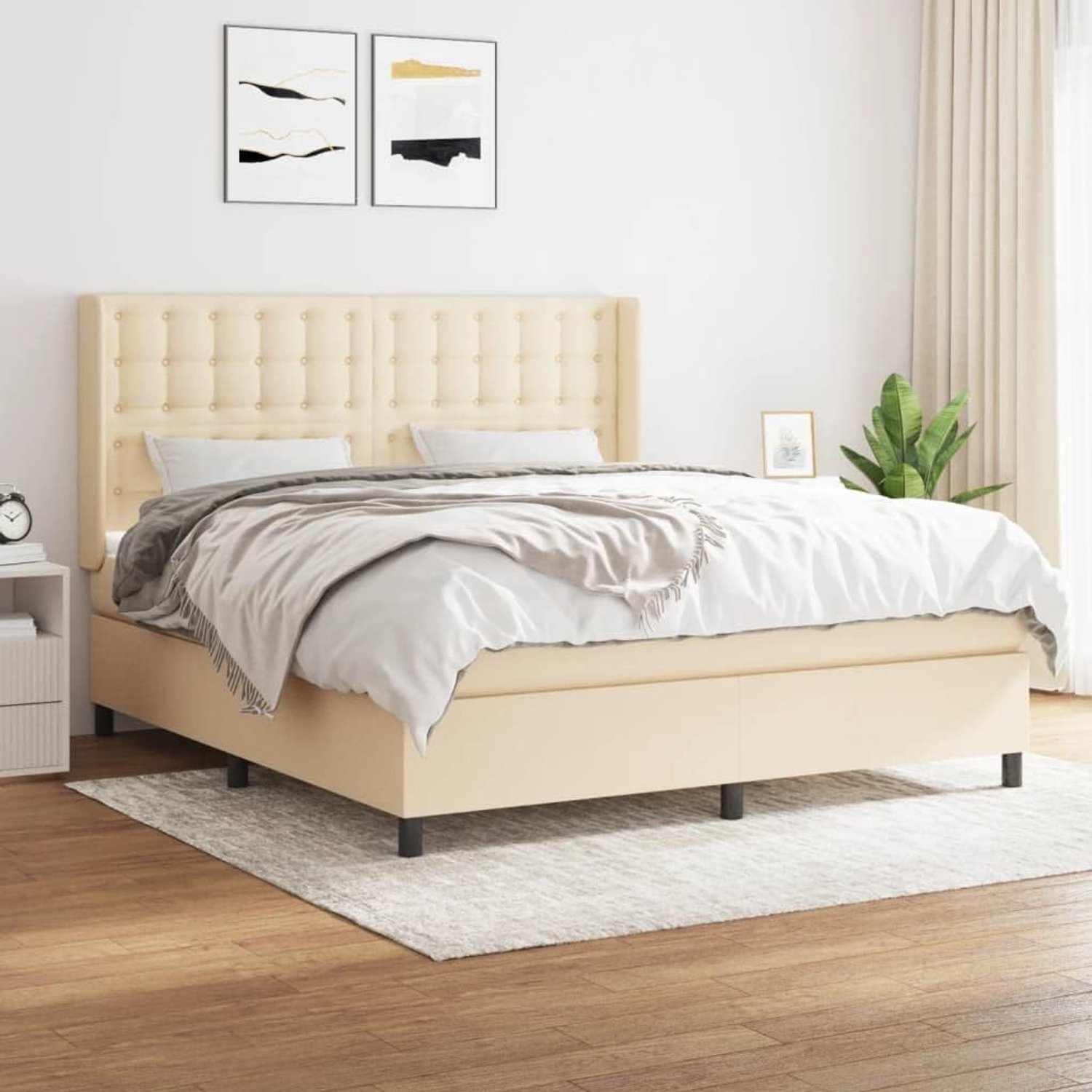 Ademend verstelbaar hoofdbord pocketvering 160x200 crème