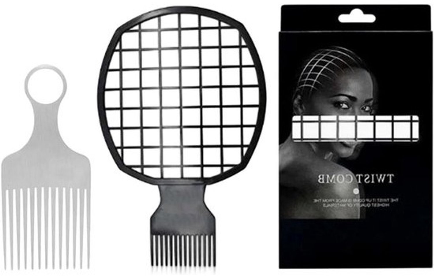 Afro-pickset - Haarstylingtool - Haar ontklitten - Ontwerp voor de haarwortels - 21 x 12.5 x 1.5 cm - Zwart