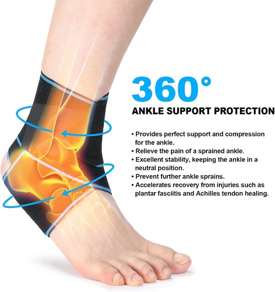 Verstelbare Compressie Enkelbandage, Elastische Ondersteuning voor Sport, Antislip Enkelsteun voor Blessurepreventie (2-pack) — afbeelding 5