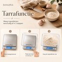 Infographic met 3 stappen voor de tarrafunctie van de Bangosa weegschaal.