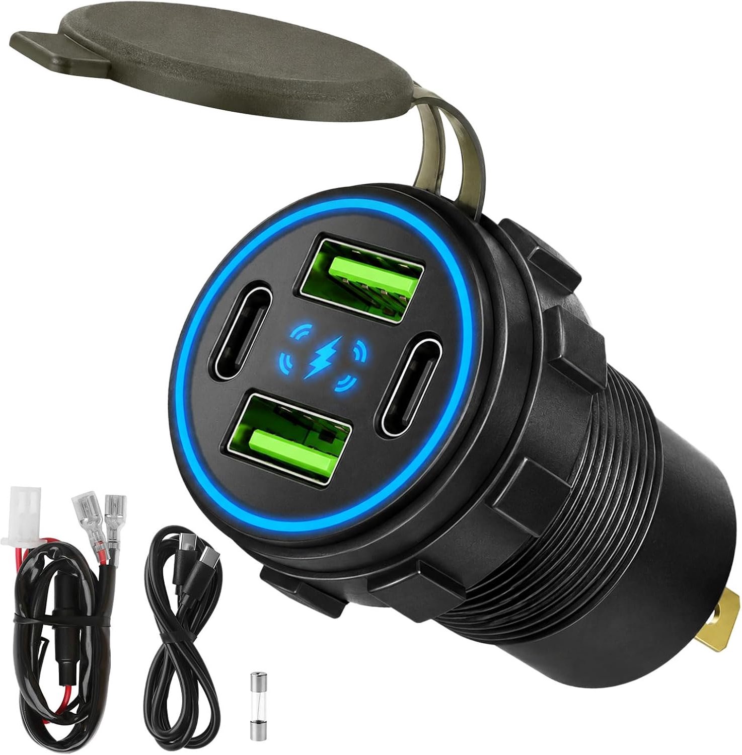 2 Stuk 132W 12V/24V 4-Poorts USB-Autolader