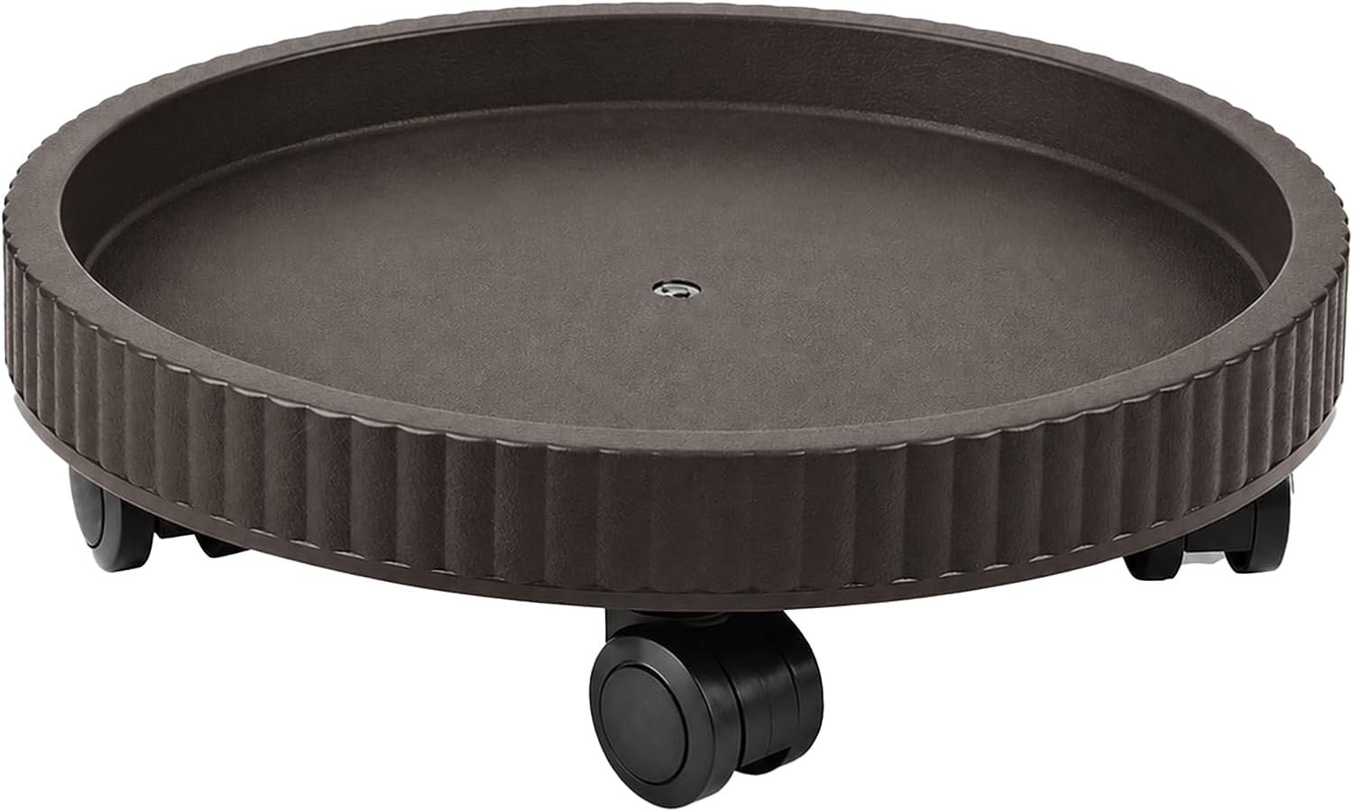 Bloempotonderzetter met wielen, plantenroller voor buiten, weerbestendig, rond met 360° wielen en opvangrand, belastbaar tot 60 kg, voor bloempotten en plantenbakken (zwart, 40 cm)