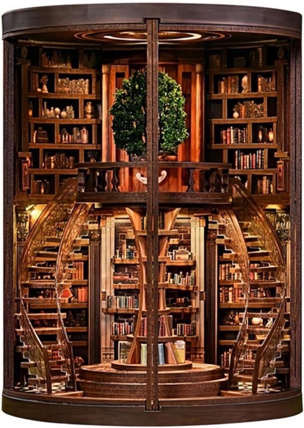 Miniatuurbibliotheek - Boekenkastinzet - Hobby en knutselen - Met ledverlichting - 21 x 16.5 cm - Niet gespecificeerd