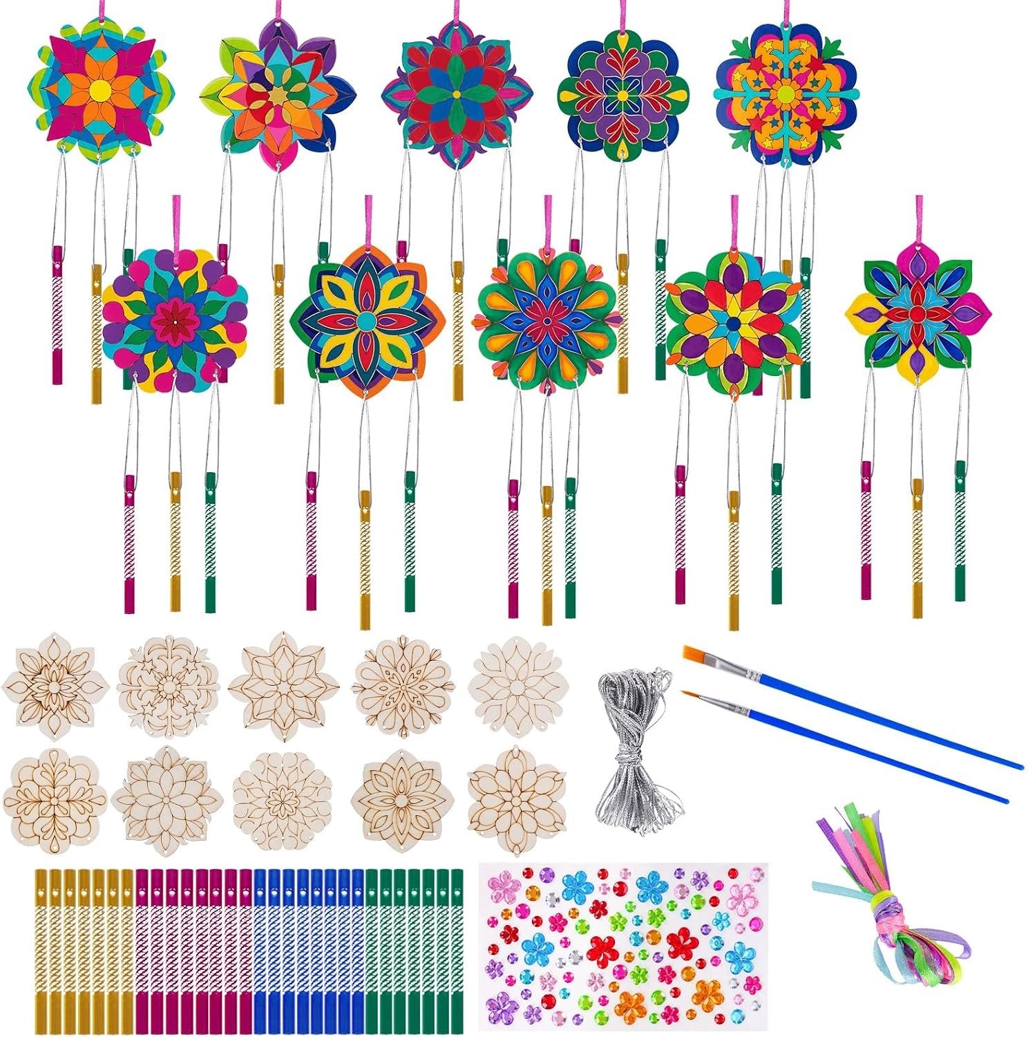 10 stuks vlinderwindgong knutselset, doe-het-zelf houten windgong decoratieve accessoires voor bruiloft, feest, huis- en tuindecoratiemateriaal (stijl 1)