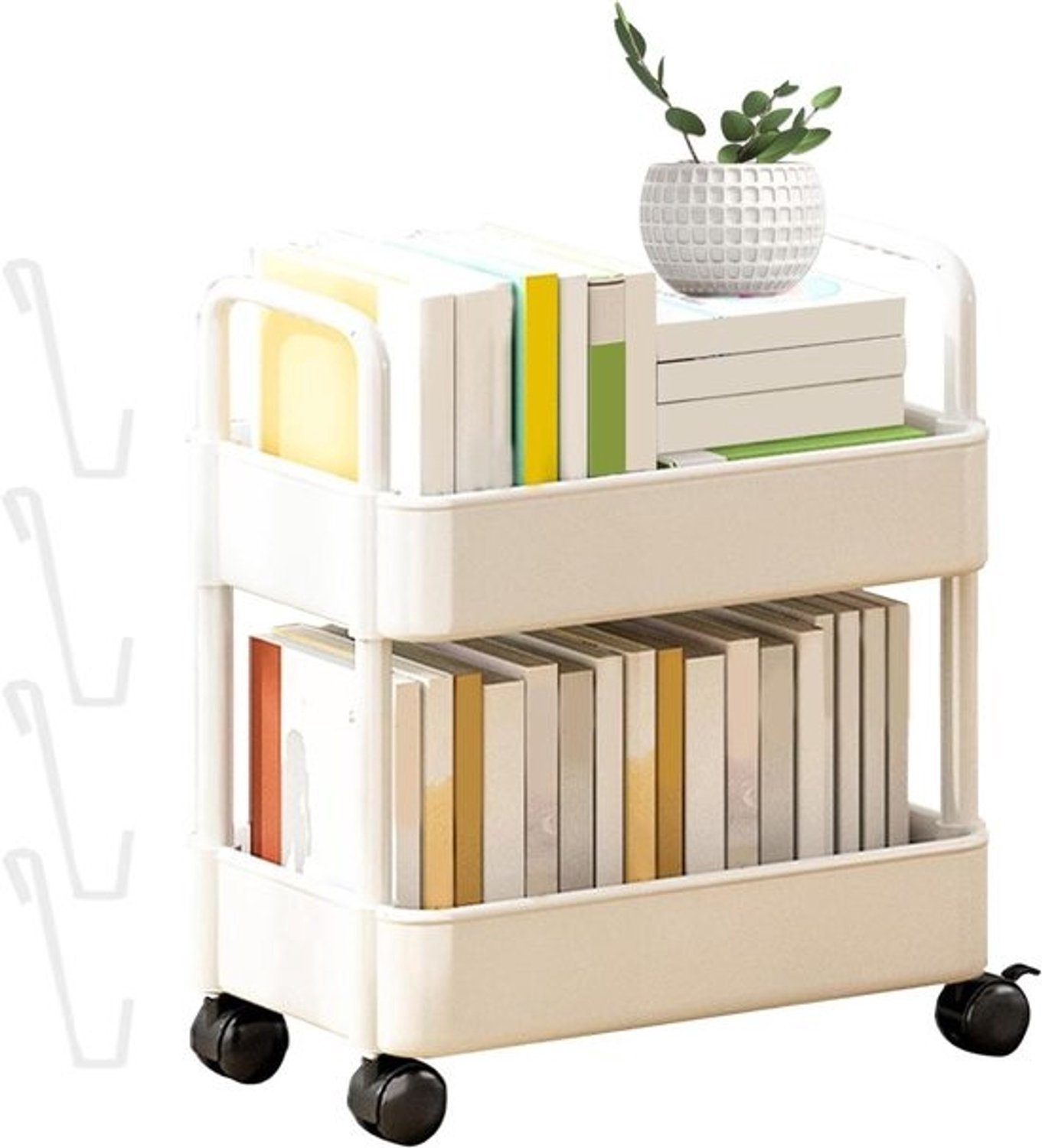 Opbergwagen op wielen - Roller trolley - Ruimte organiseren - 360 graden beweging - 37 x 25 x 435 cm