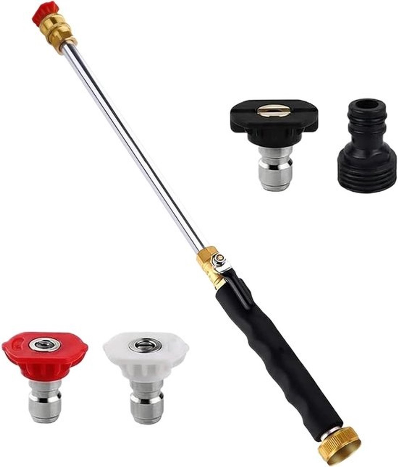 Hogedrukreinigerlans - Tuinslangreiniger - Buitenoppervlakken schoonmaken - Verstelbaar sproeiapparaat - 48 cm - Zilver