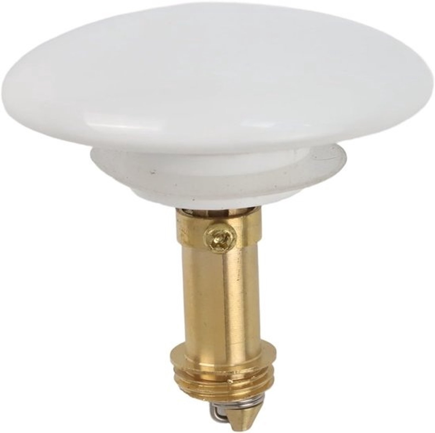 Gootsteenafvoerstop - Messing deksel - Waterdicht afsluiten - Montage zonder gereedschap - 66 mm - Wit