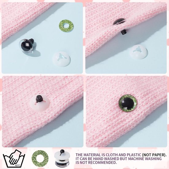 Ogen voor Amigurumi met sluitringen 12-30 mm trapeziumvormige veiligheidsogen voor gehaakte dieren poppenogen voor haken knuffeldieren ogen voor doe-het-zelf — afbeelding 4