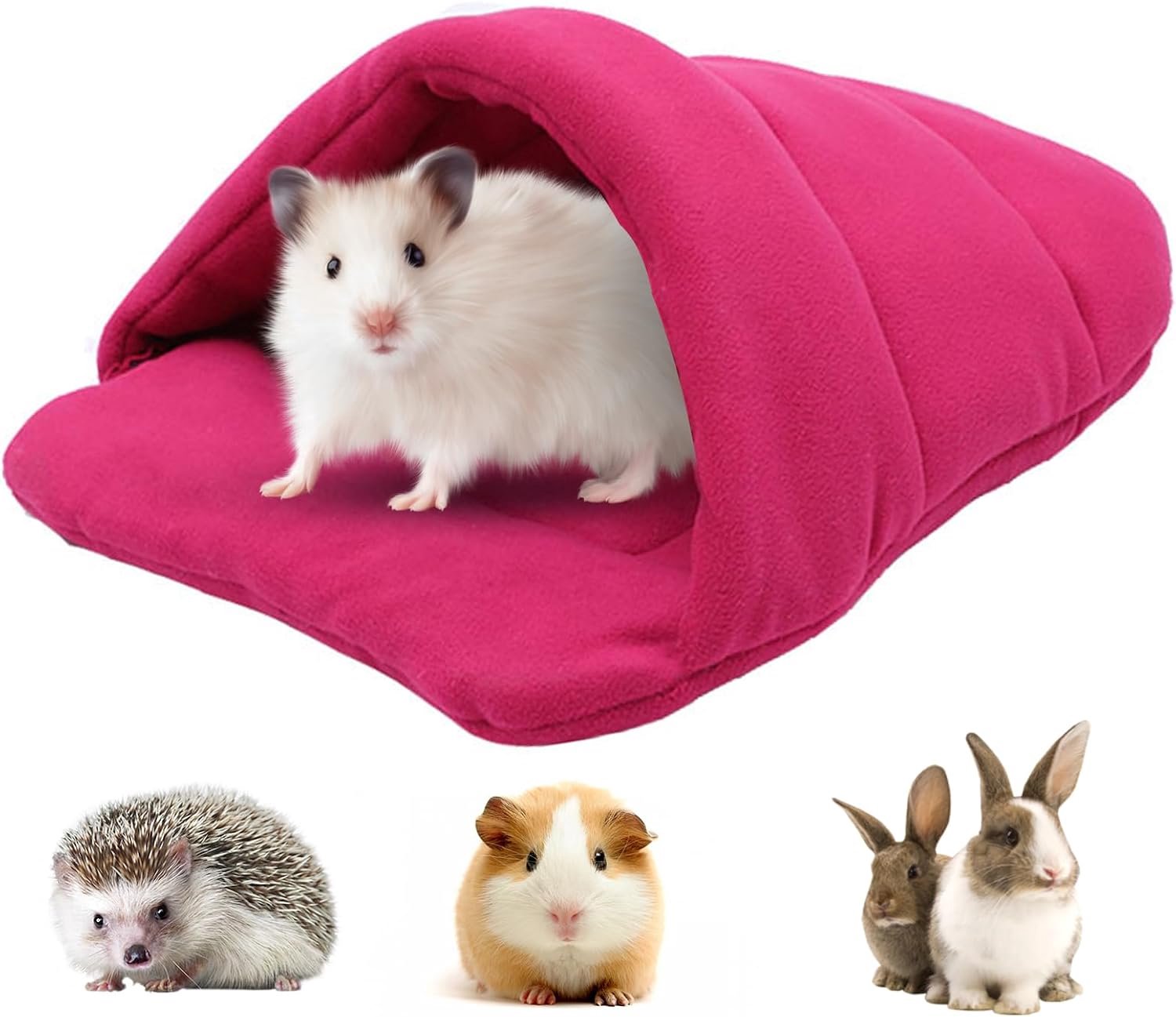 Bed Hamster Bed Slaapzak Grot Nest Kussen Zacht Warme Sloffels Cavia Huis Huisdier Winter Beddengoed Kooi Accessoires voor Kleine Dieren Eekhoorn Egel Rat Chinchilla Fret (Roze Rood)