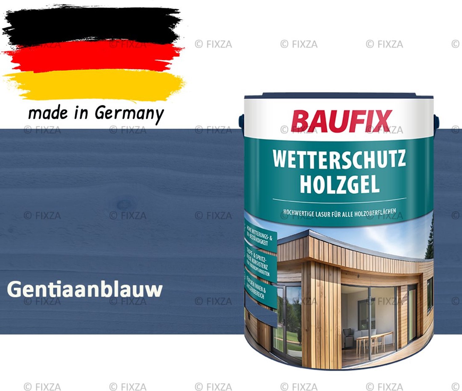 BAUFIX Buitenbeits – Gentiaanblauw – Zijdeglans – 5 Liter – Voor Schutting, Tuinhuis & Blokhut – UV- & Weerbestendig