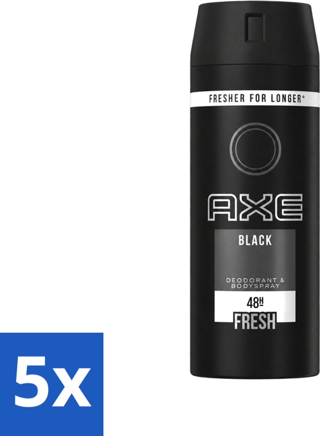 5 x Axe - Deodorant Bodyspray - 48hrs Fresh - Black - 150 ml - Voordeelverpakking - 5 stuks