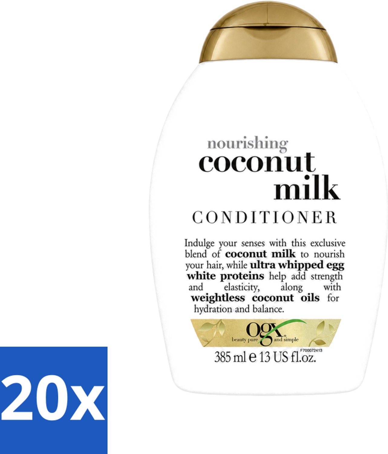 20 x OGX - Coconut Milk - Conditioner - Voedend - Herstel & Glans - 385 ml - Voordeelverpakking - 20 stuks