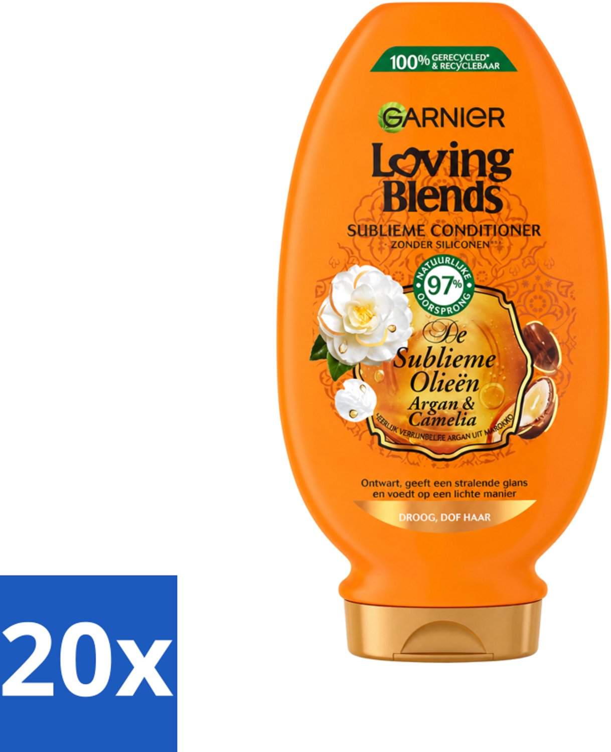 20 x Garnier - Loving Blends - Conditioner - Argan & Cameliaolie - Droog & Dof Haar - 250 ml - Voordeelverpakking - 20 stuks