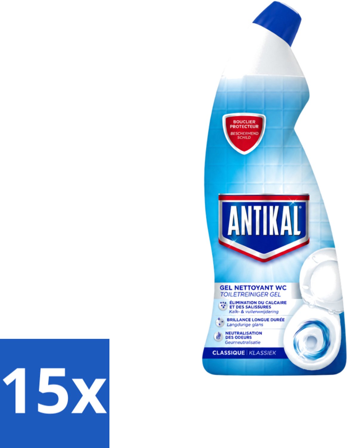 15 x Antikal - Toiletreiniger - Verwijdert Kalkaanslag & Vuil - 750 ml - Voordeelverpakking - 15 stuks