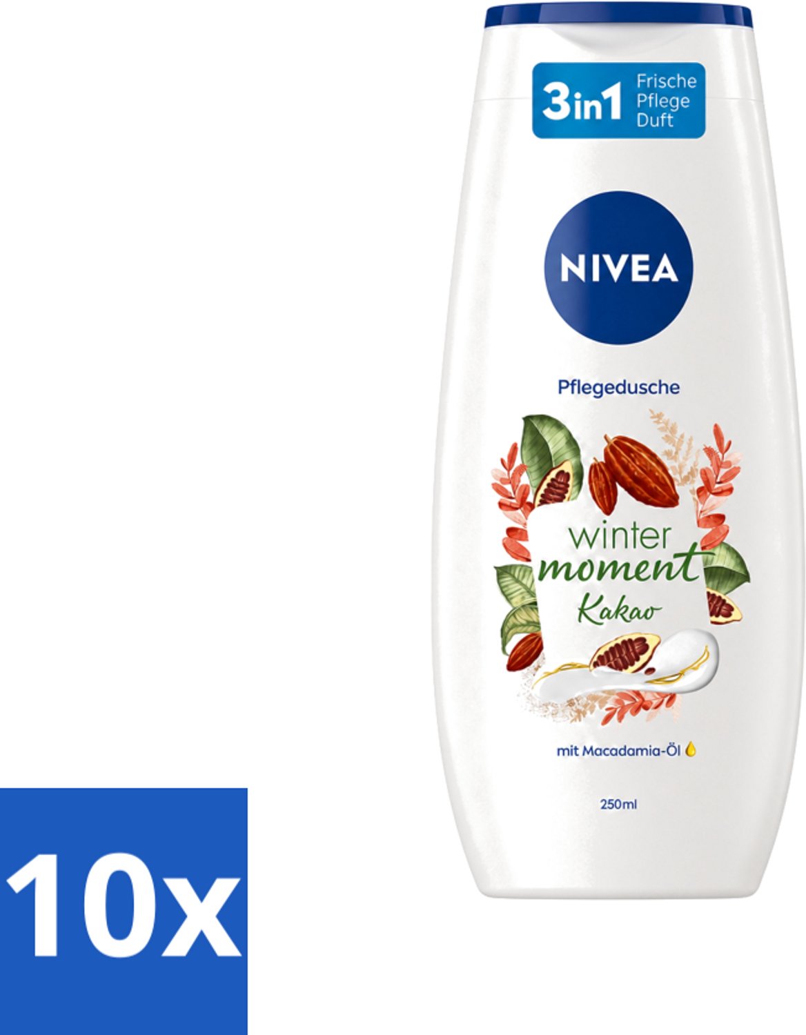10 x Nivea - Douchegel - Winter Moment Cacao - 250 ml - Voordeelverpakking - 10 stuks
