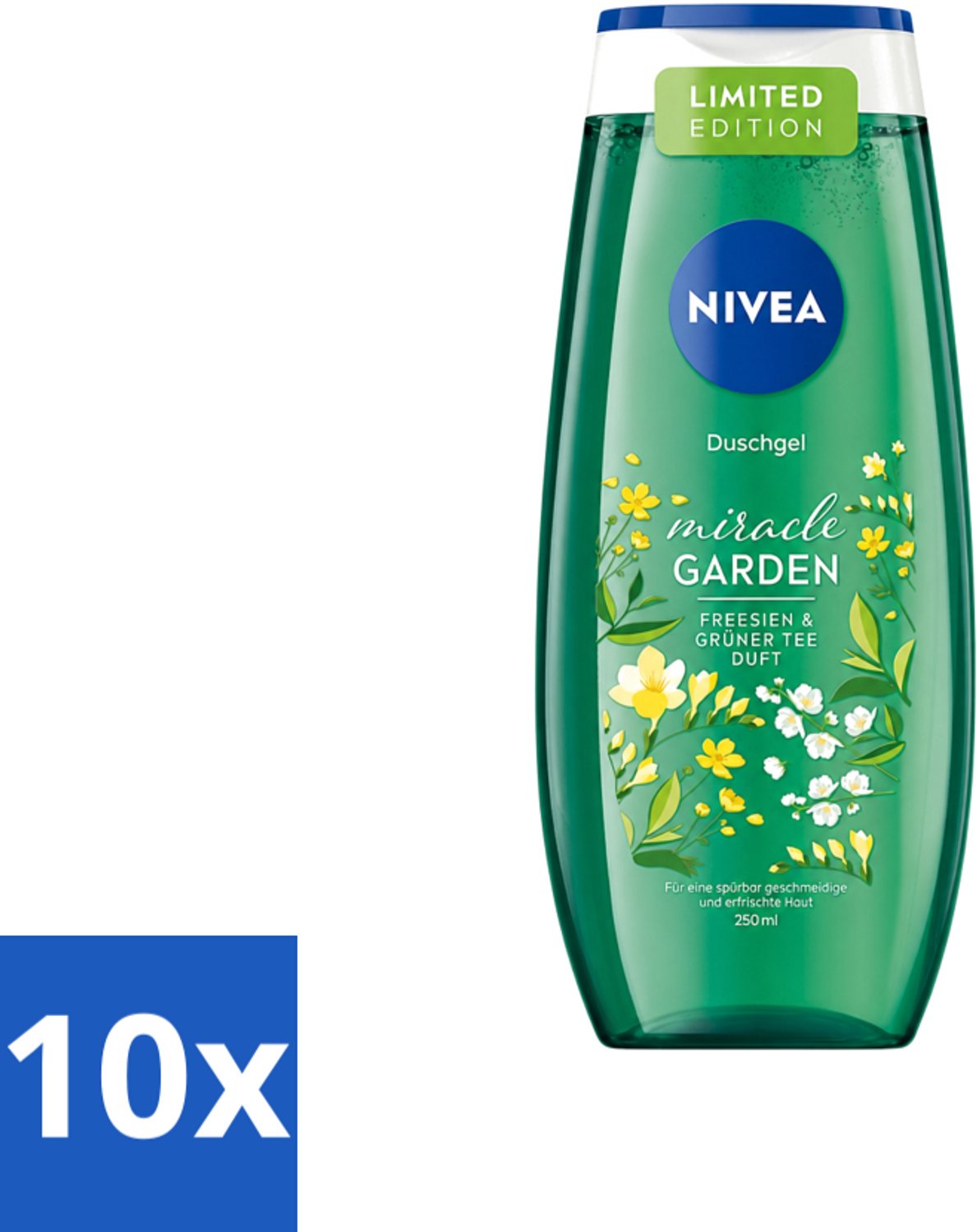 10 x Nivea - Douchegel - Freesia & Groene Thee - 250 ml - Voordeelverpakking - 10 stuks