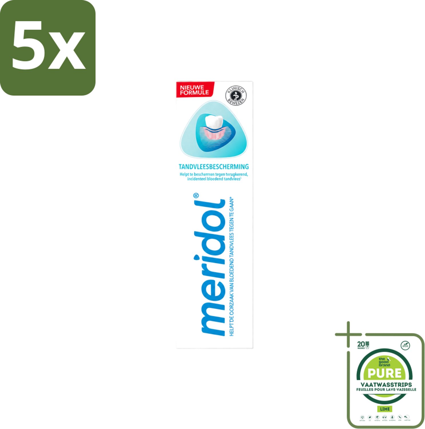 5 x Meridol - Tandpasta - Dagelijkse Tandverzorging - Beschermt tegen Tandvleesproblemen - 75 ml - Grootverpakking - Vaatwasstrips - Tandpasta - Tandvlees - Tandgezondheid - Geïrriteerd Tandvlees - Mondverzorging