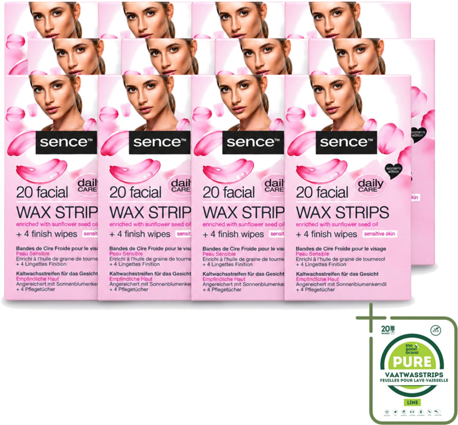 12 x Sence - Waxstrips - Gezicht - 20 Waxstrips - Grootverpakking - Vaatwasstrips - Gezichts-waxstrips - Gezichts-waxen - Haartjes Verwijderen - Gezichtsverzorging - Gladheid