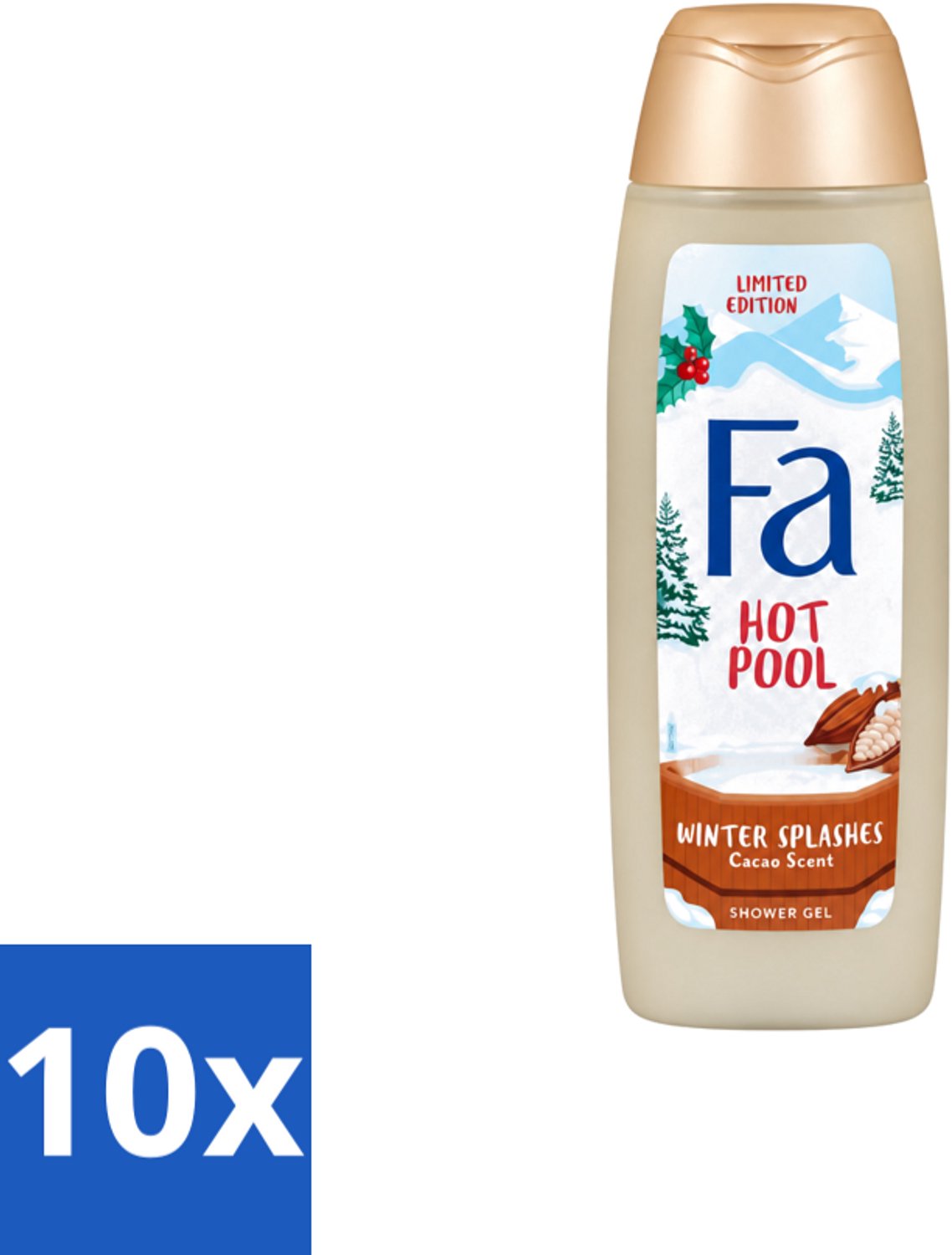 10 x Fa - Douchegel - Winter Splashes Hot Pool Cacao - Warm & Verwarmend - Verzachtend - 250 ml - Voordeelverpakking - 10 stuks
