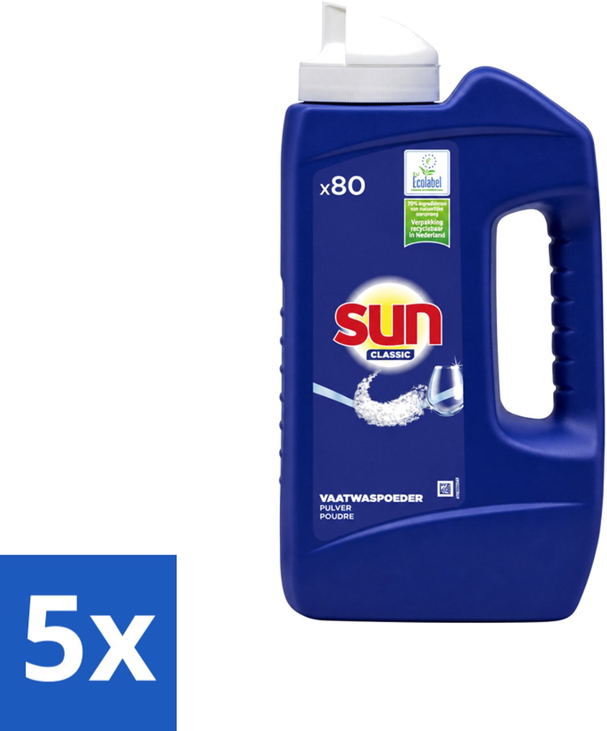5 x Sun - Vaatwaspoeder - 80 Wasbeurten - 1.36 kg - Voordeelverpakking - 5 stuks