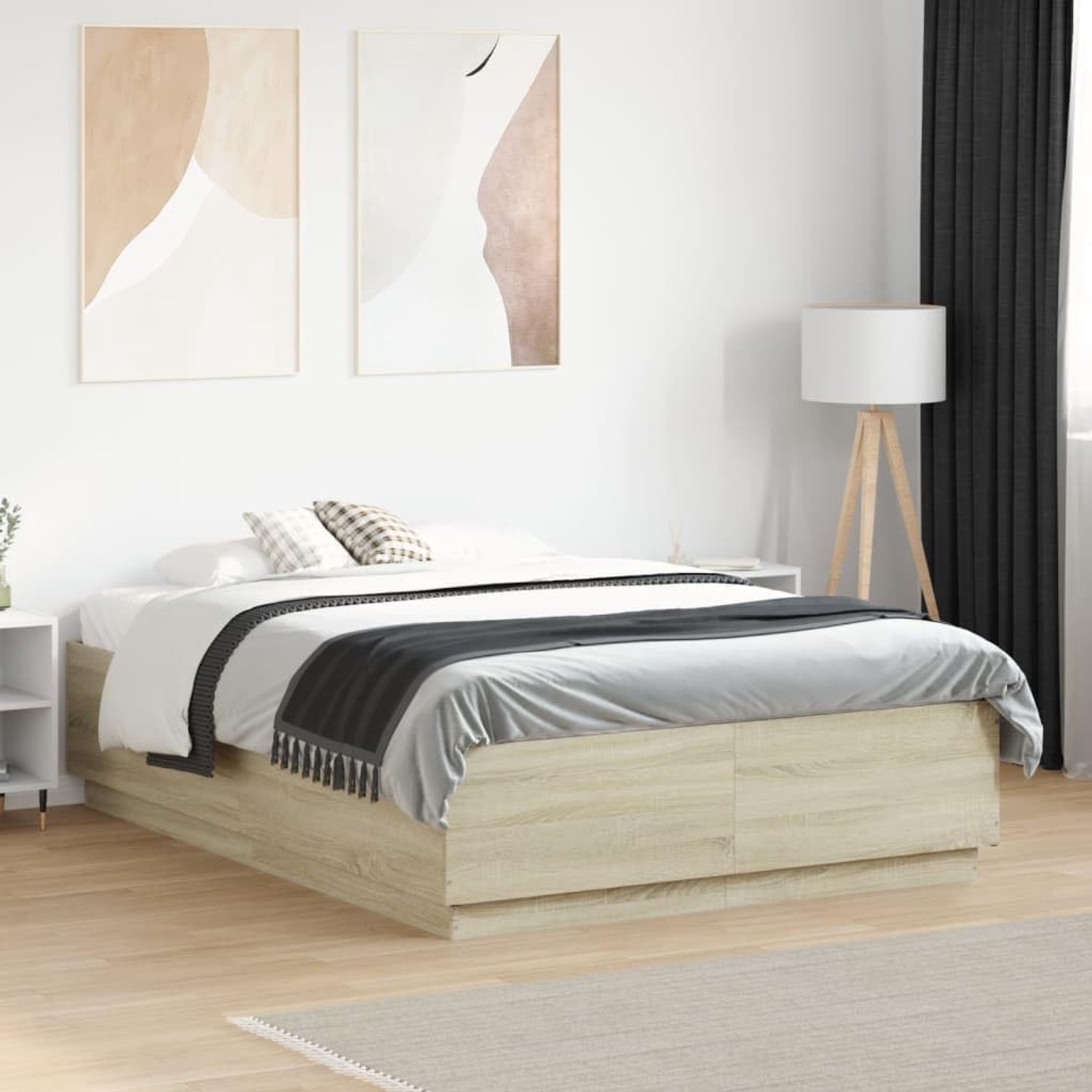 Hout modern design lattenbodem 120x190 cm sonoma eiken