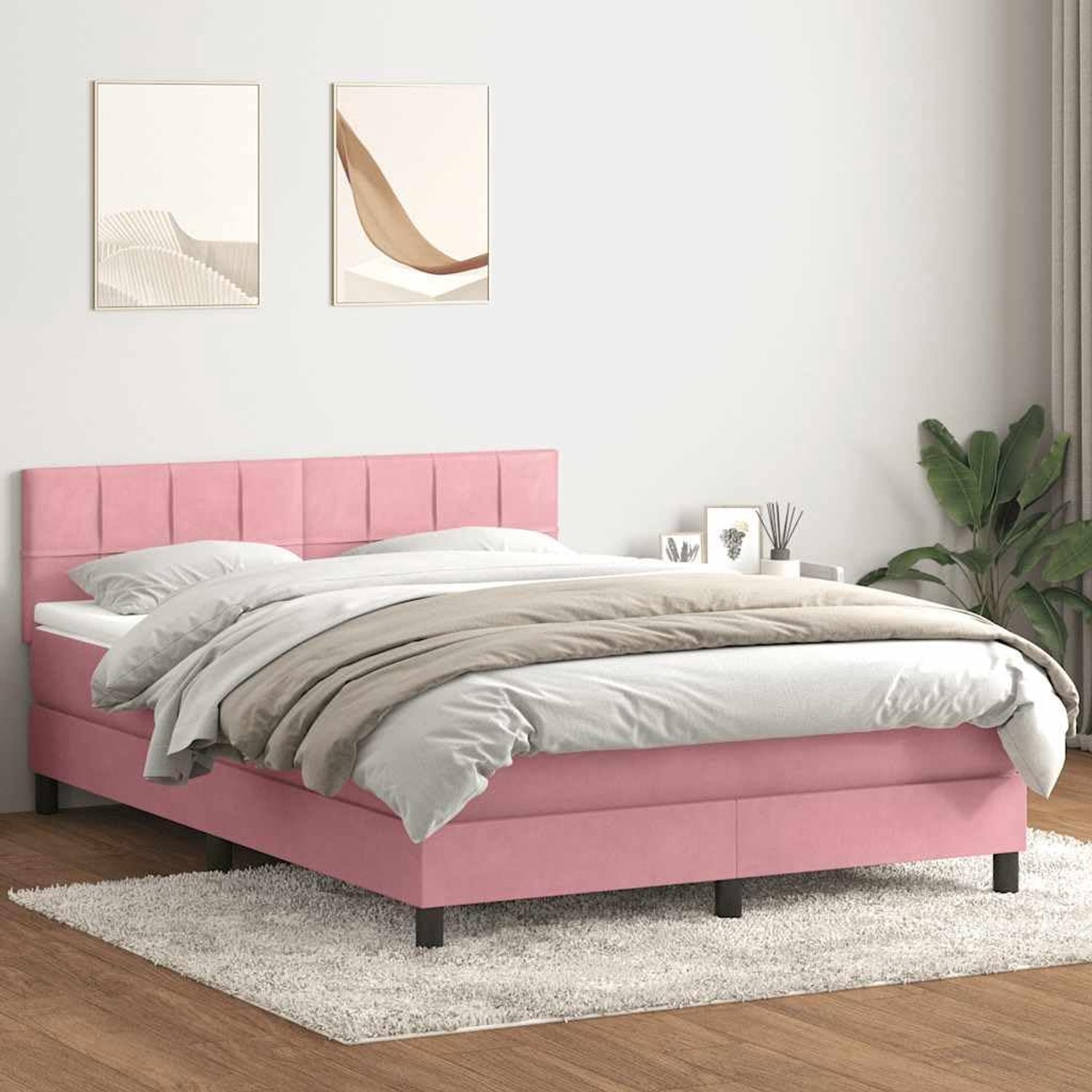 Pocketveringmatras boxspringbed roze 140x210 cm