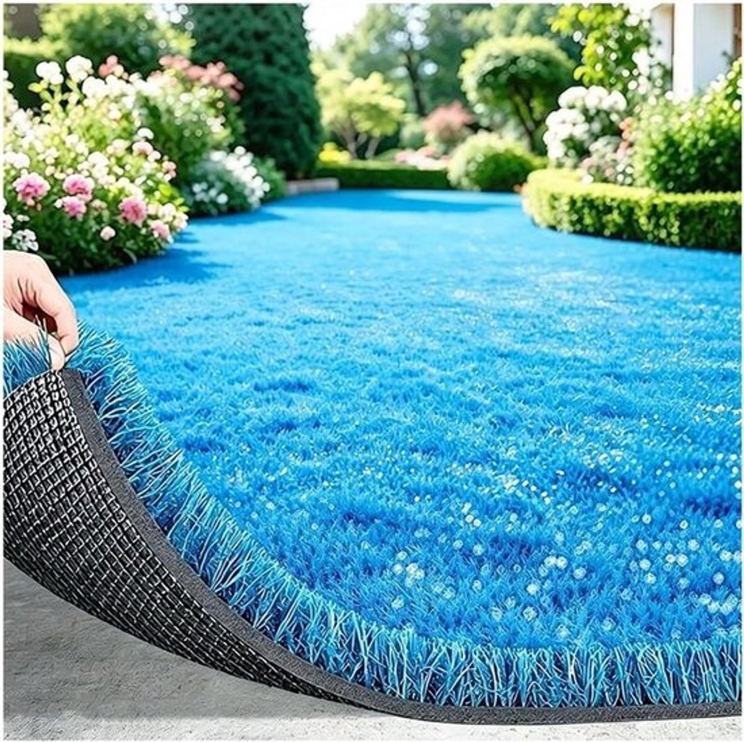 Kunstgrasmat - Synthetisch gazon - Voor terrasdecoratie - Onderhoudsarm - 50 x 120 cm - Blauw