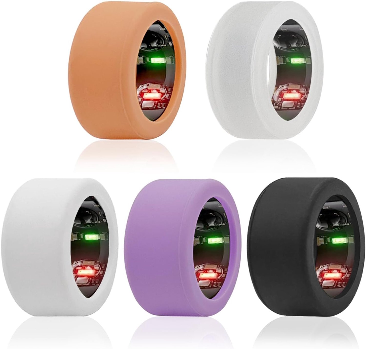 5-pack ringhoes compatibel met Oura Ring Gen 4/Gen 3/ULTRAHUMAN ringen luchtbeschermer, voor vrouwen en mannen, anti-kras elastische hoes, vingerwrapper voor training sportschool, 5 kleuren (M voor 11
