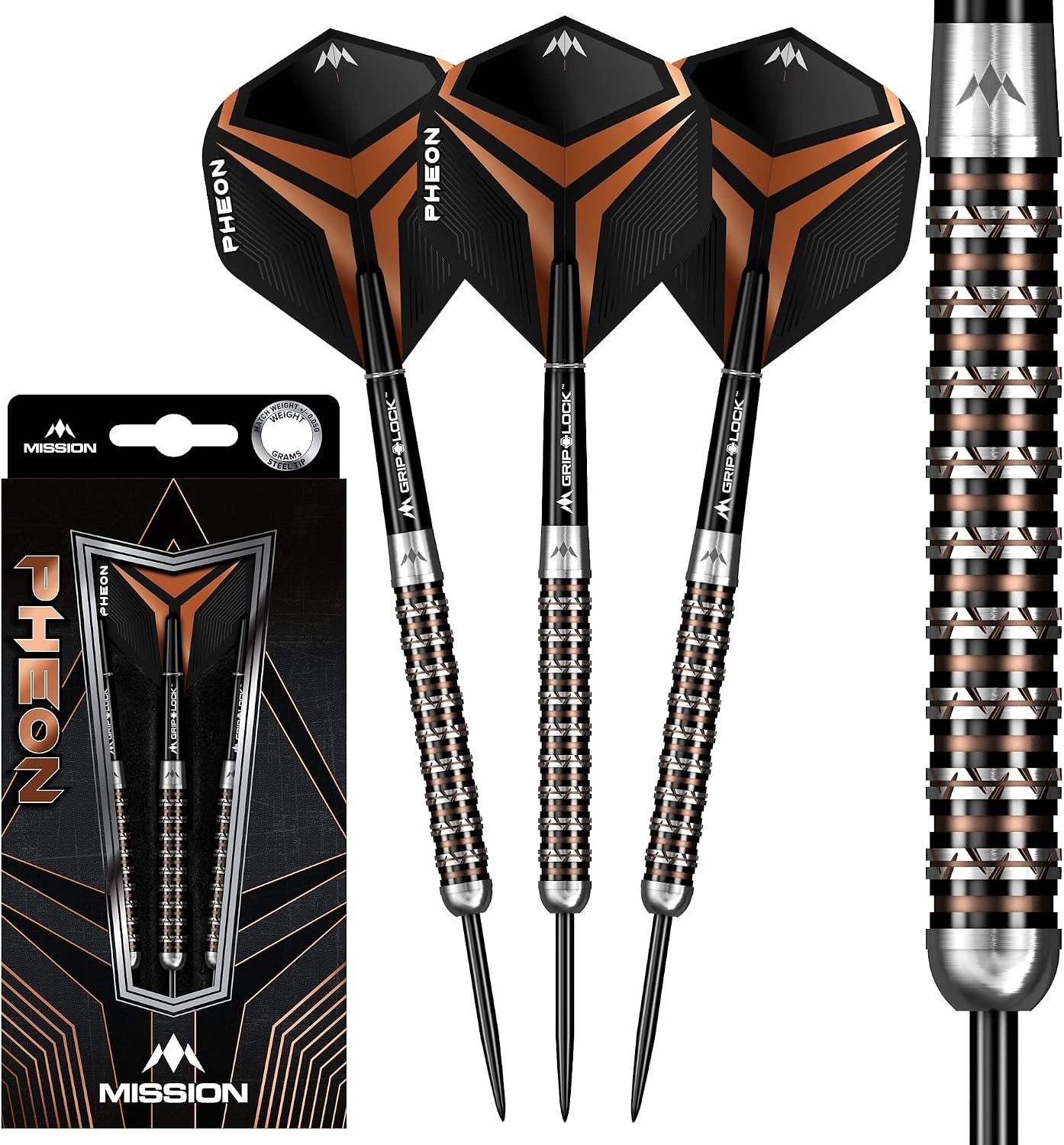 Mission Pheon Black & Bronze Electro 90% - Dartpijlen