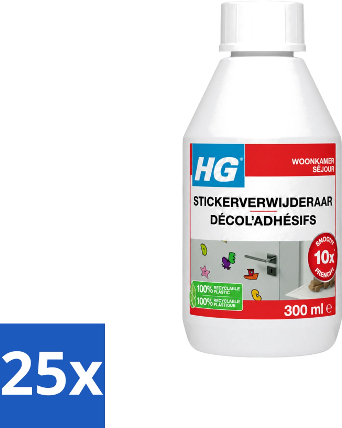 25 x HG - Stickerverwijderaar - Meest Effectief - Verwijdert Eenvoudig - 300 ml - Voordeelverpakking - 25 stuks