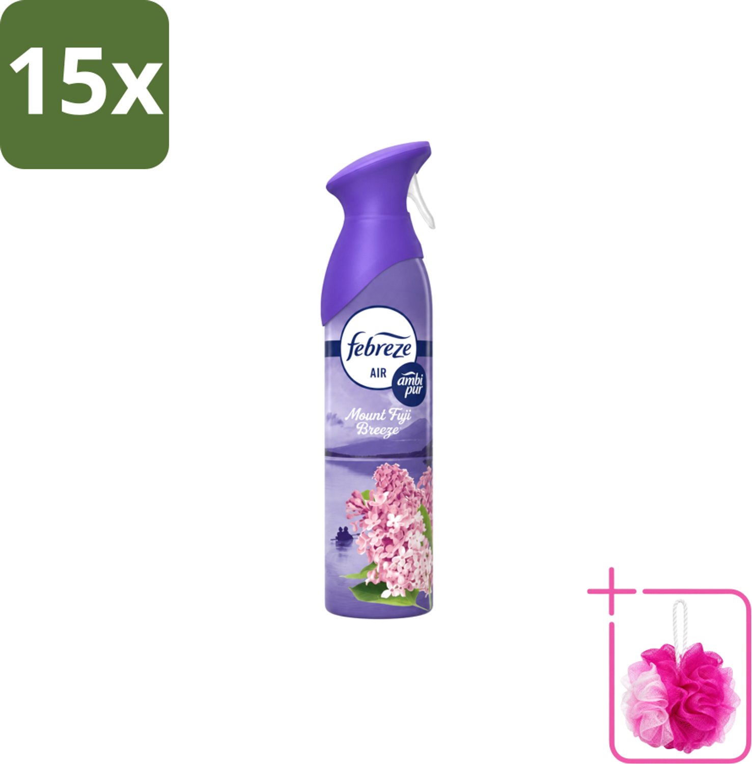 15 x Febreze – Luchtspray – Mount Fuji Breeze – 185 ml - Bulkverpakking - Luchtverfrisser spray - Douchemop - Geurverwijdering