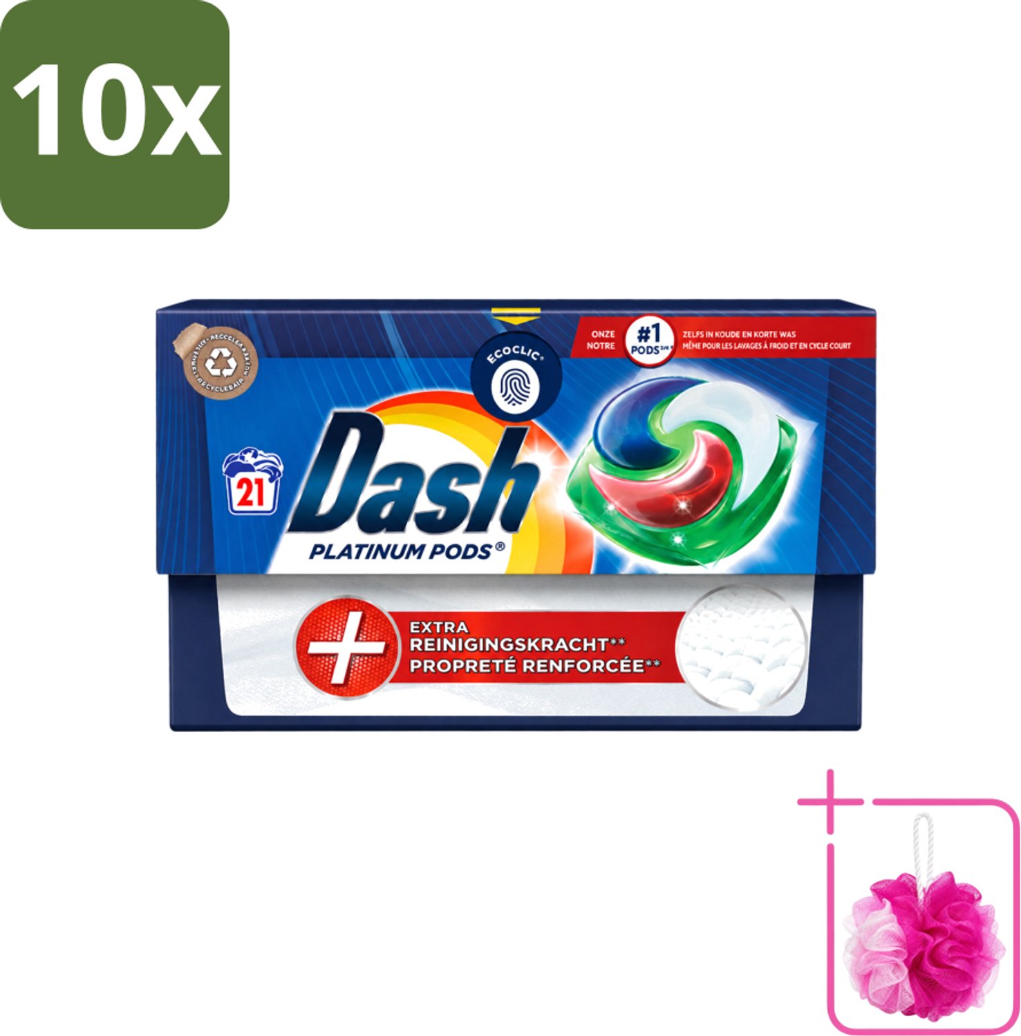 10 x Dash Platinum - Wasmiddel Capsules - Witte en Gekleurde Was - 21 Wasbeurten - Bulkverpakking - Wasmiddel - Douchemop - Wascapsules