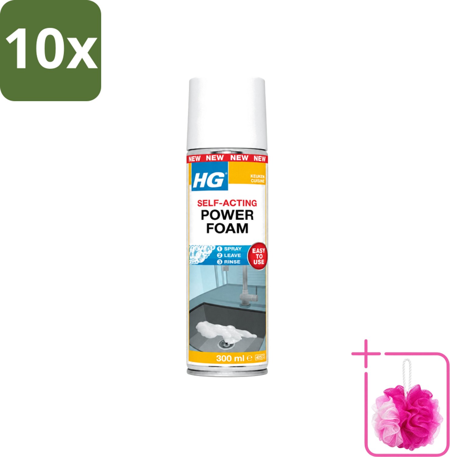 10 x HG - Power Foam Keuken - Vetoplossende Spray - 300 ml - Bulkverpakking - Keuken reinigen - Douchemop - Vet oplossen