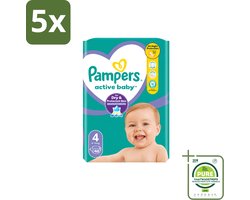 5 x Pampers – Luiers – Active Baby Maat 4 – 46 Luiers - Grootverpakking - Vaatwasstrips - Baby Luier - Baby Droog - Baby Luchtdoorlatend - Baby Comfort - Baby Nacht