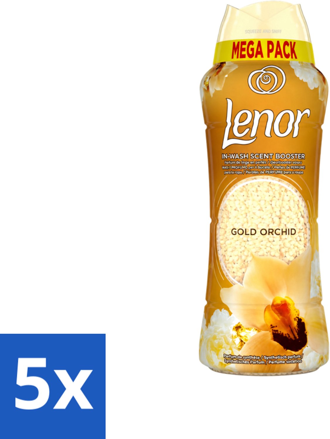 5 x Lenor – Geurparels – Gouden Orchidee – 570 g - Voordeelverpakking - 5 stuks