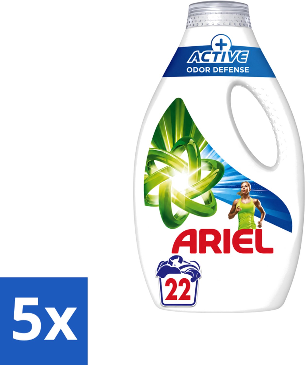 5 x Ariel – Vloeibaar Wasmiddel – Active Odor Defense – 990 ml – 22 wasbeurten - Voordeelverpakking - 5 stuks