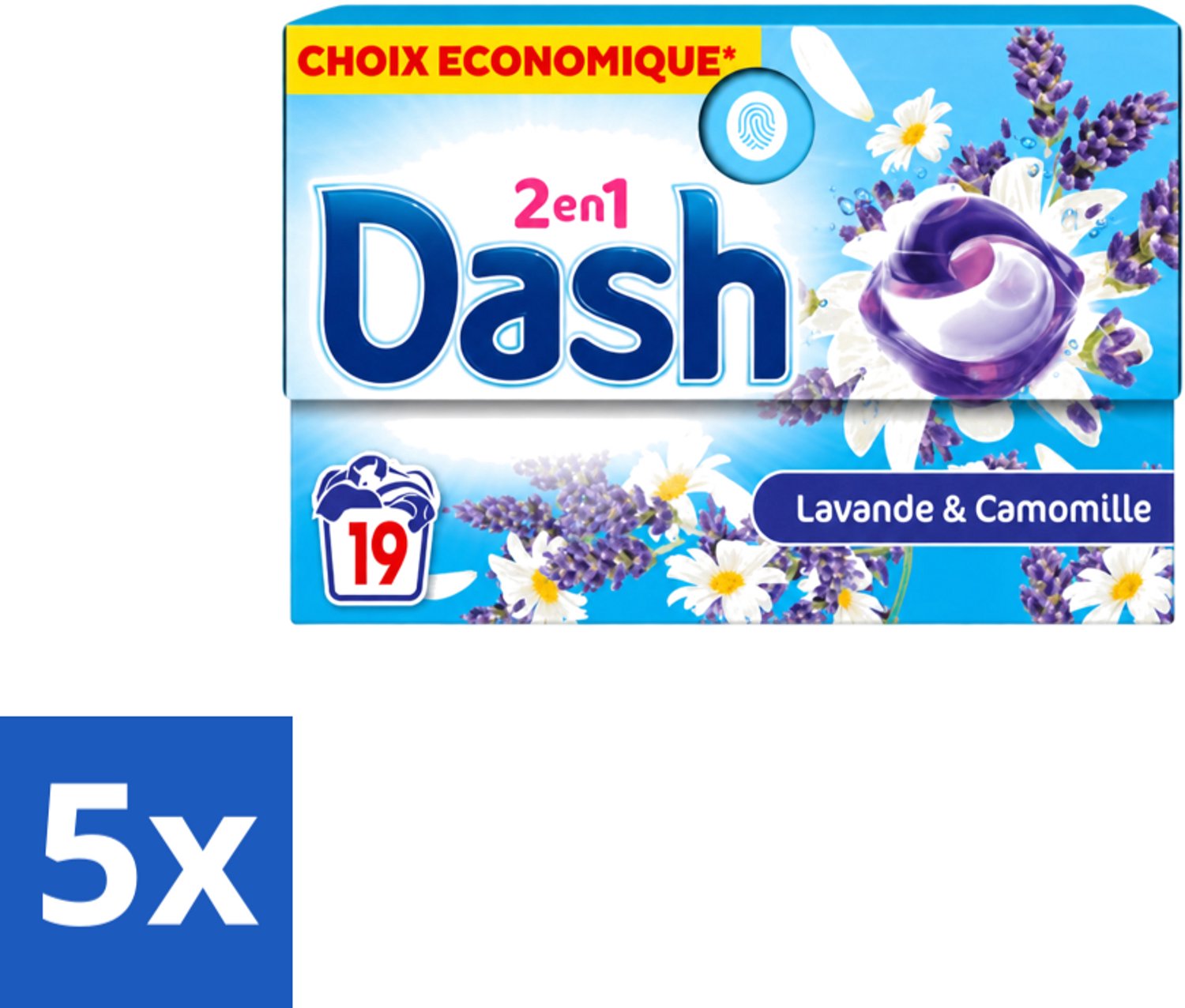 5 x Dash – Wasmiddel Pods 2-in-1 – Lavendel & Kamille – 19 Capsules - Voordeelverpakking - 5 stuks