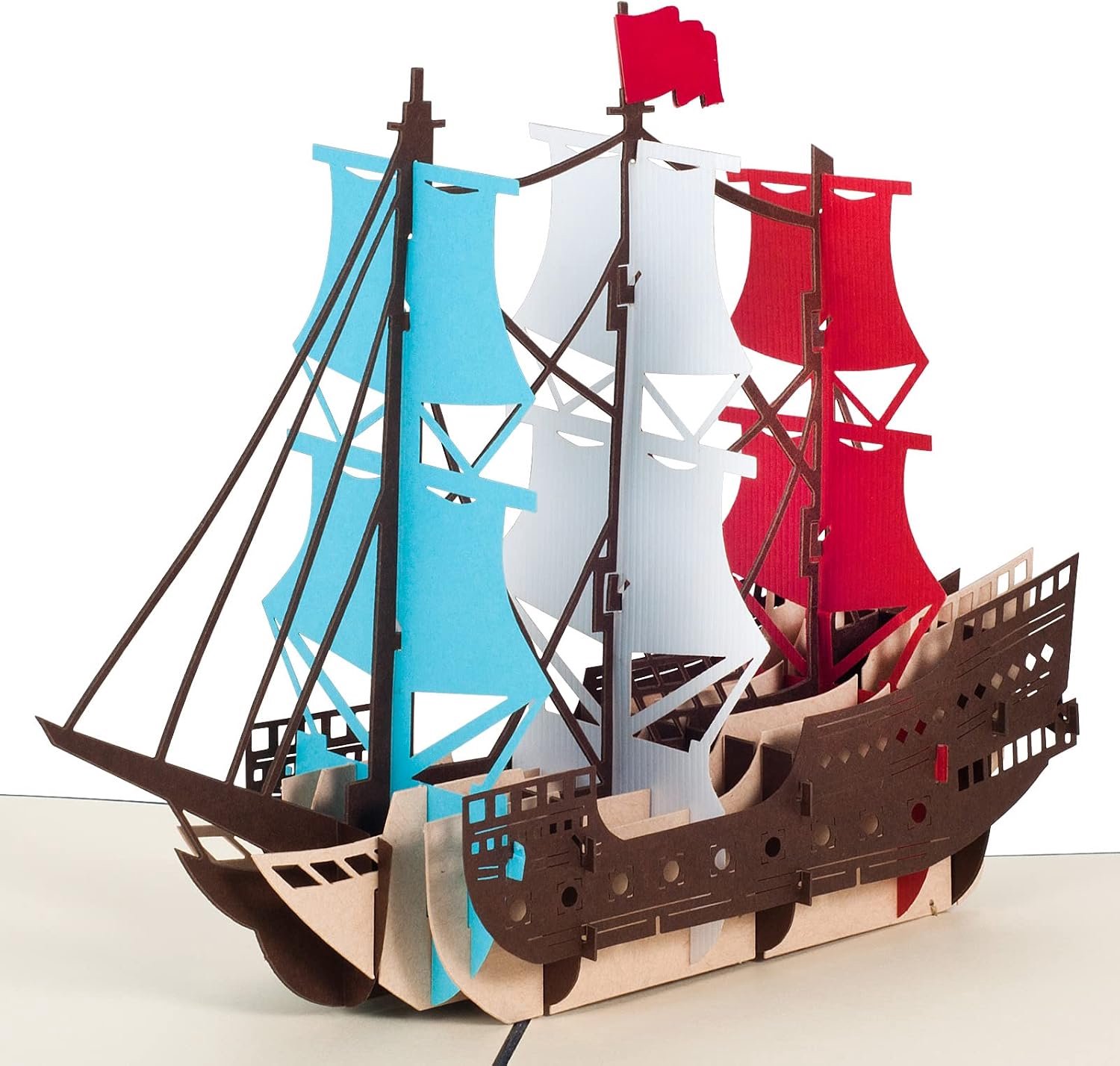 3D pop-up verjaardagskaart, aanmoedigingskaart, eindejaarskaart, zeilboot kaart met envelop, paardrijden de wind en de golven