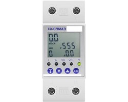 Stroom Protector Relay - Spanningsbewaker - Veilige Stroomvoorziening - Instelbare Drempelwaarden - 63A AC 230V - Grijs