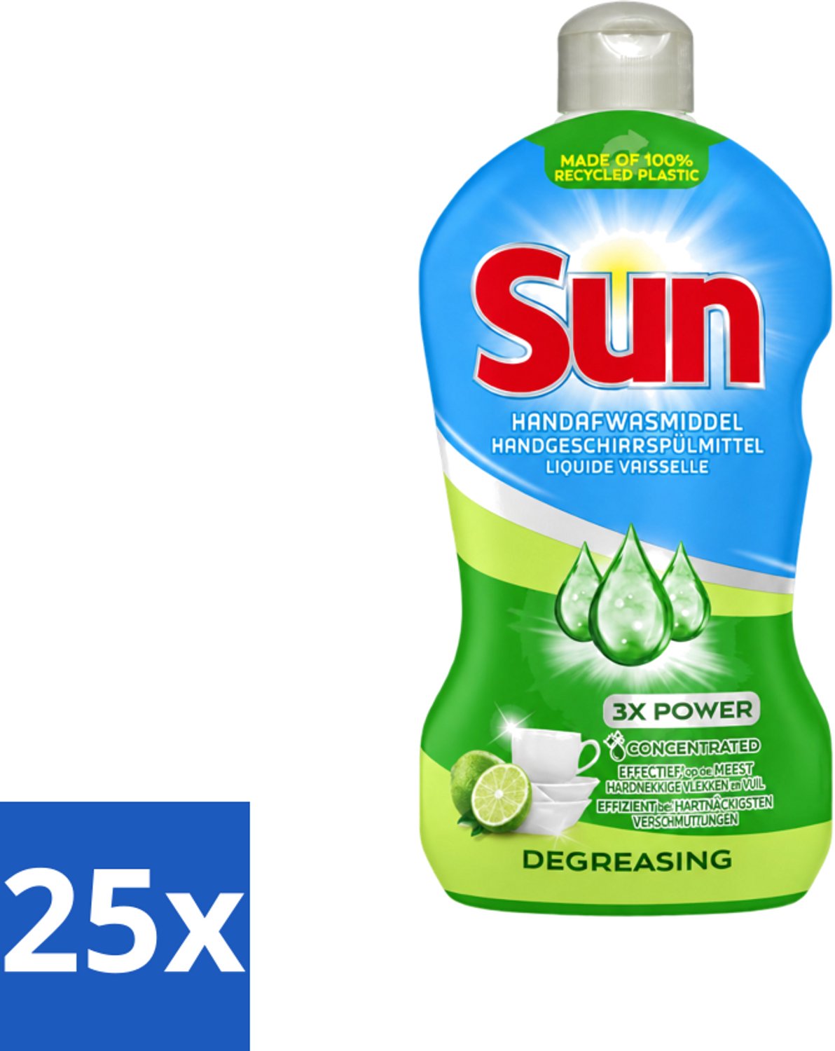 25 x Sun - Handafwasmiddel - Degreasing - Limoen - 450 ml - Voordeelverpakking - 25 stuks