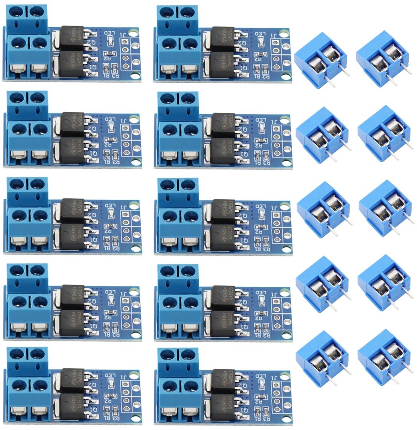 10PCS Hoog Vermogen Mosfet Driver Module, PWM Regelaar Elektronische Schakelaar Control Board, Trigger Aandrijfmodule + 10PCS 2P Aansluitklemmen voor Arduino