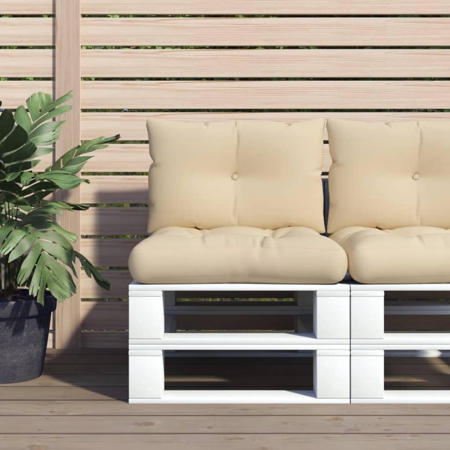 Outdoor palletkussens 2-delig. Set van duurzaam polyester met zachte holle vezelvulling voor tuinmeubelen en binnen, waterdicht en UV-bestendig