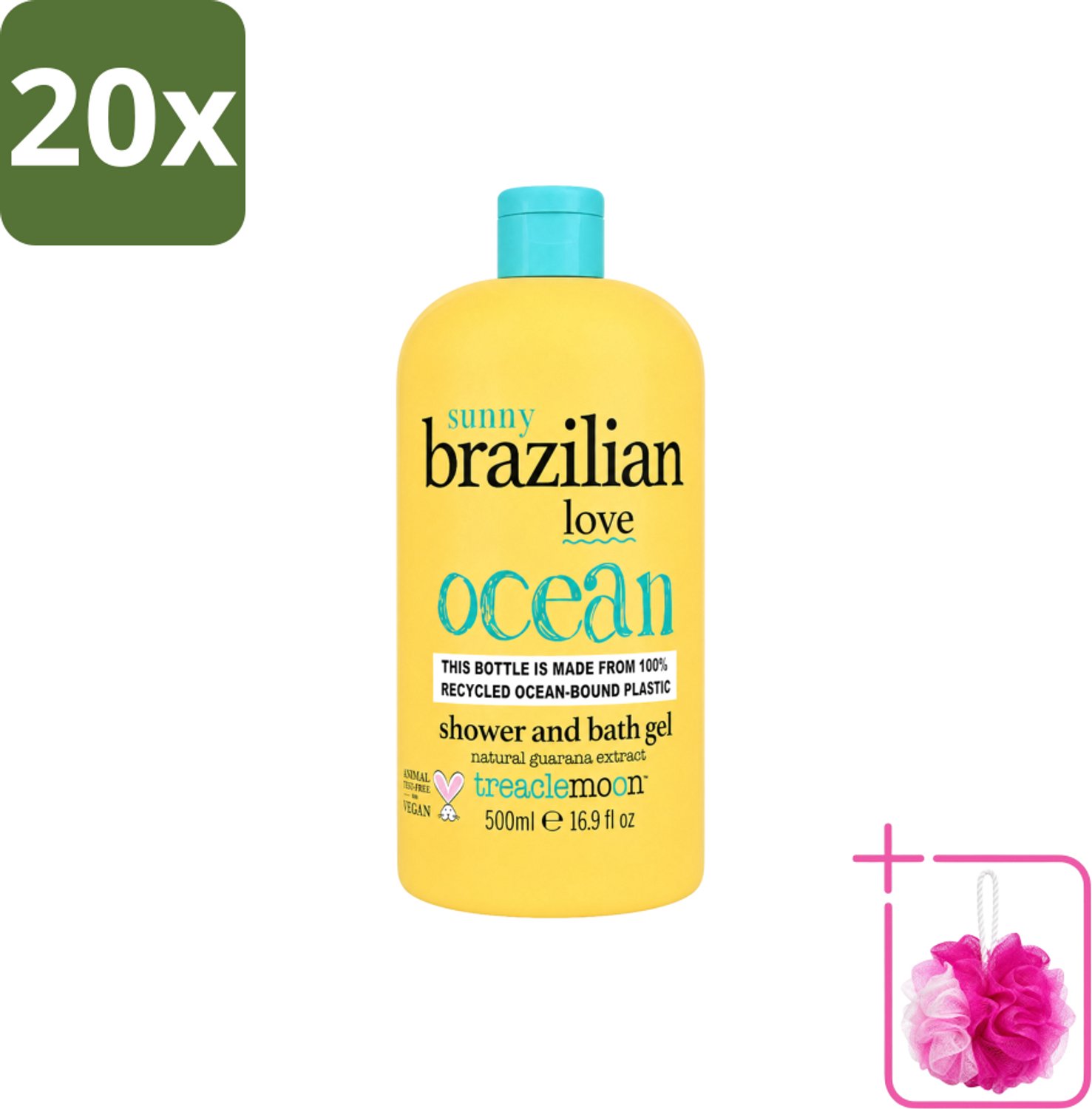 20 x Treaclemoon – Bad- & Douchegel – Brazilian Love – 500 ml - Bulkverpakking - Bad en douchegel - Douchemop - Exotische geur
