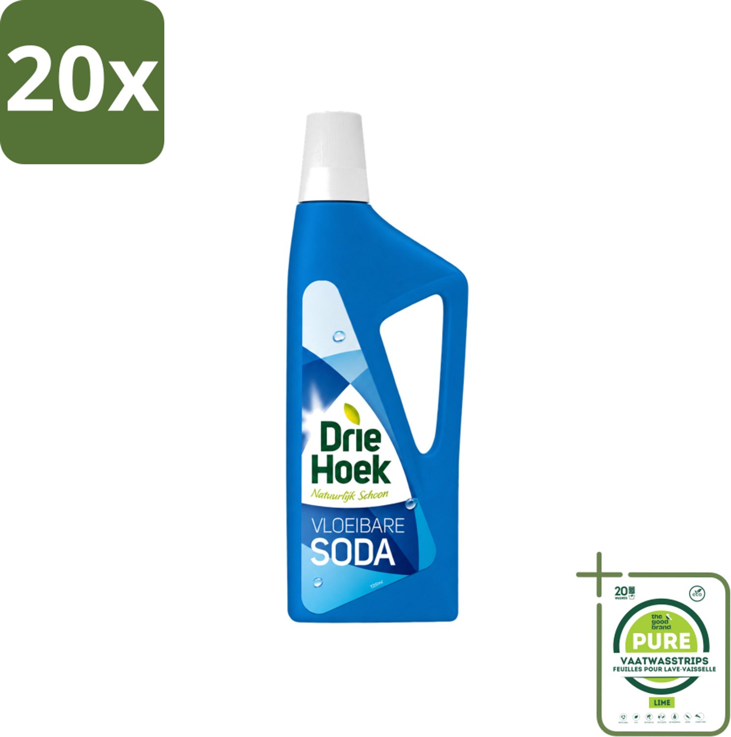 20 x Driehoek – Vloeibare Soda – 725 ml - Grootverpakking - Vaatwasstrips - Vloeibare Soda - Schoonmaakmiddel - Vlekken Verwijderen - Textiel Reinigen - Steen Reinigen