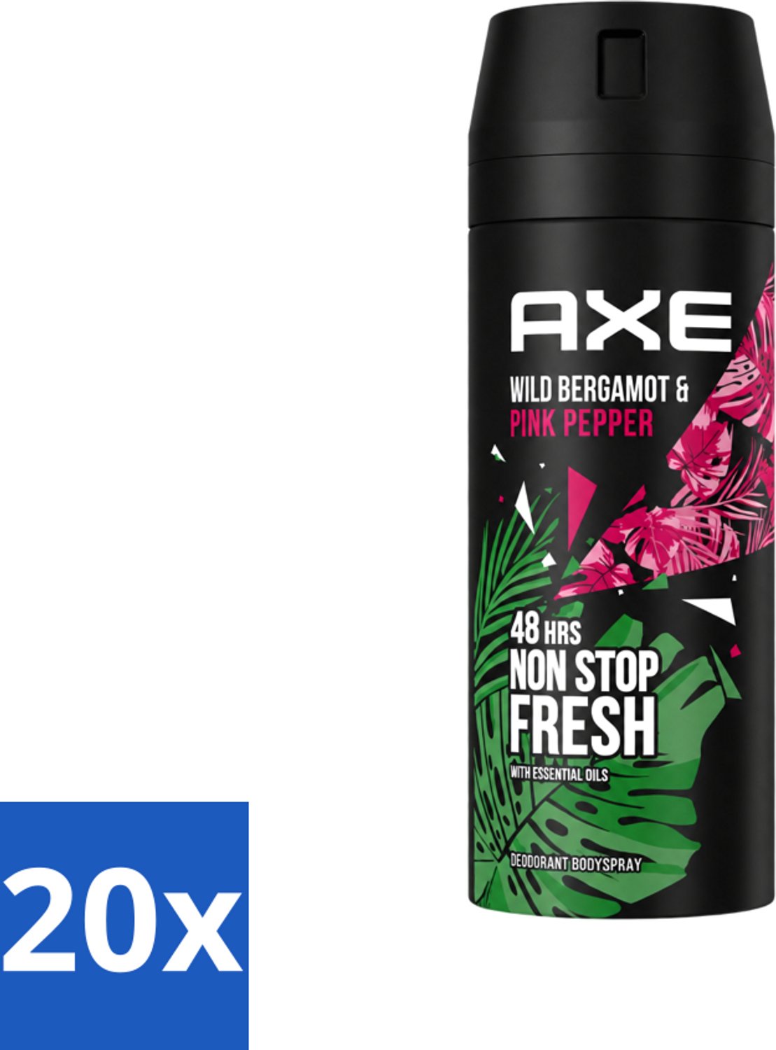 20 x Axe - Deodorant Bodyspray - 48hrs Fresh - Wild Bergamot & Pink Pepper - 150 ml - Voordeelverpakking - 20 stuks