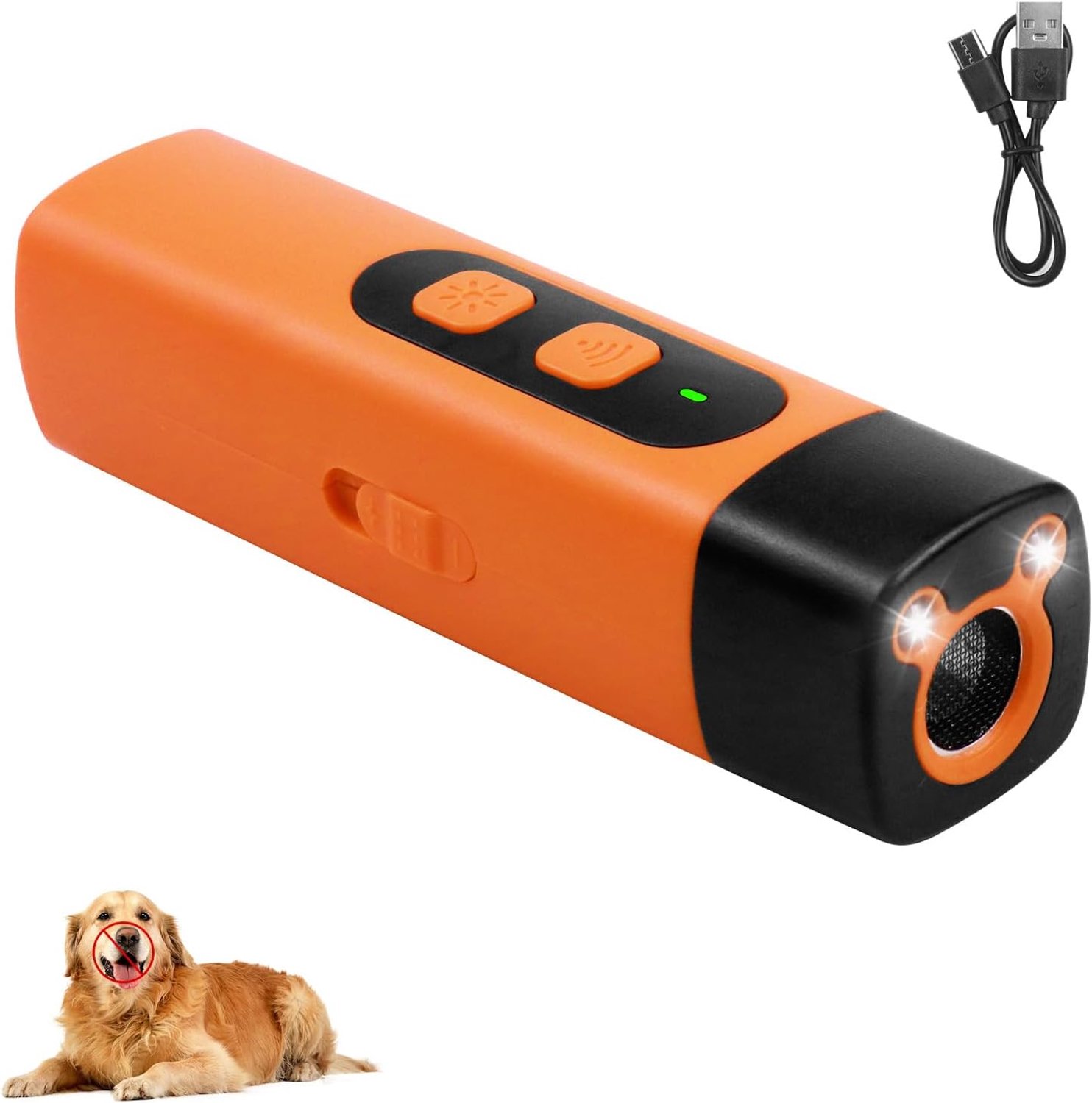 Anti-black-apparaat voor honden, ultrasoon geluid, ultrasone hondenafweer, oplaadbaar, anti-bell, ultrasoon apparaat, met 3 instelbare frequenties, led-zaklamp, voor kleine en grote honden