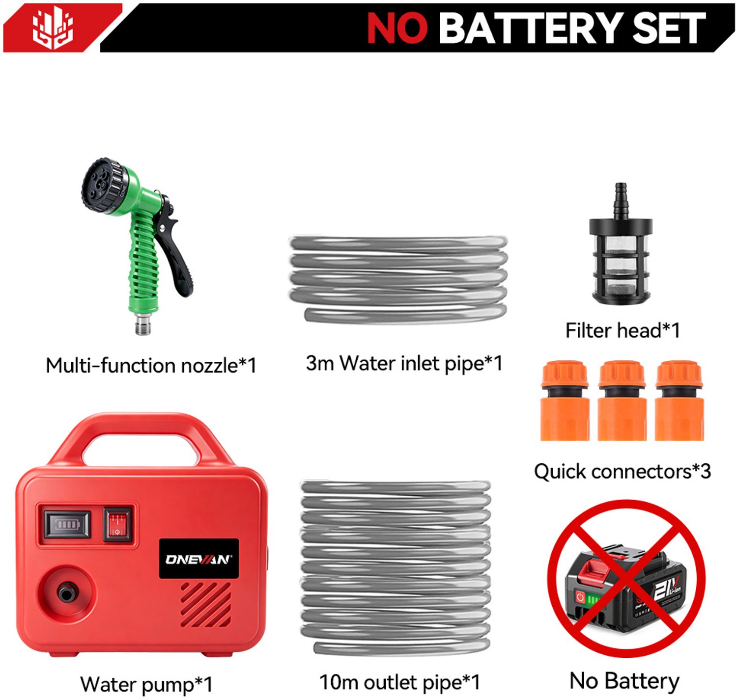Waterpomp - Tuinpomp - Beregeningspomp - Elektrisch - 260 W Motorvermogen - Draadloos - Oplaadbaar Tuingereedschap - Zonder Accu - 100V-240V EU-stekker Type C - Voor Tuin en Moestuin