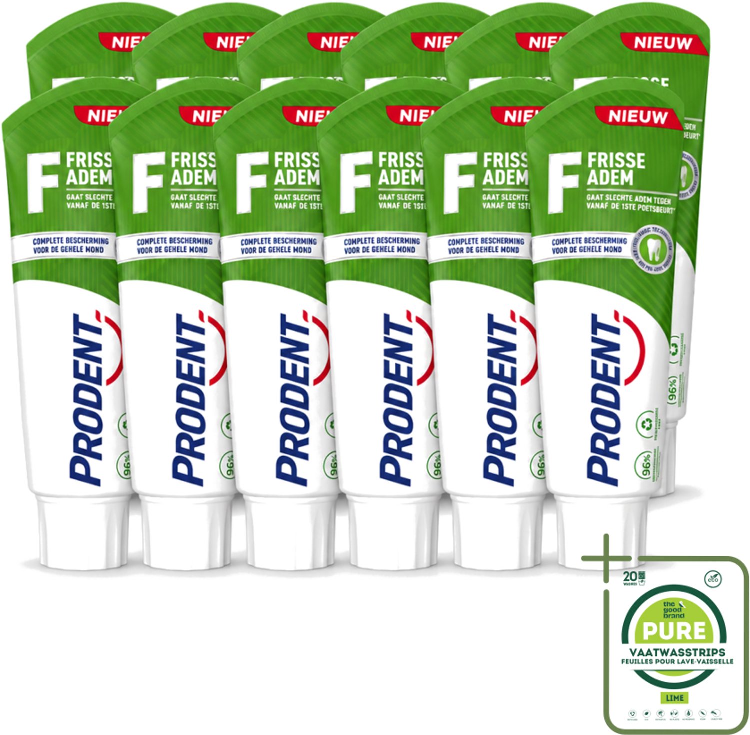 12 x Prodent – Tandpasta – Frisse Adem – Pro-Zinc Technologie - Grootverpakking - Vaatwasstrips - Slechte Adem - Frisse Adem - Tandpasta - Antibacteriële Tandpasta - Pro-Zinc